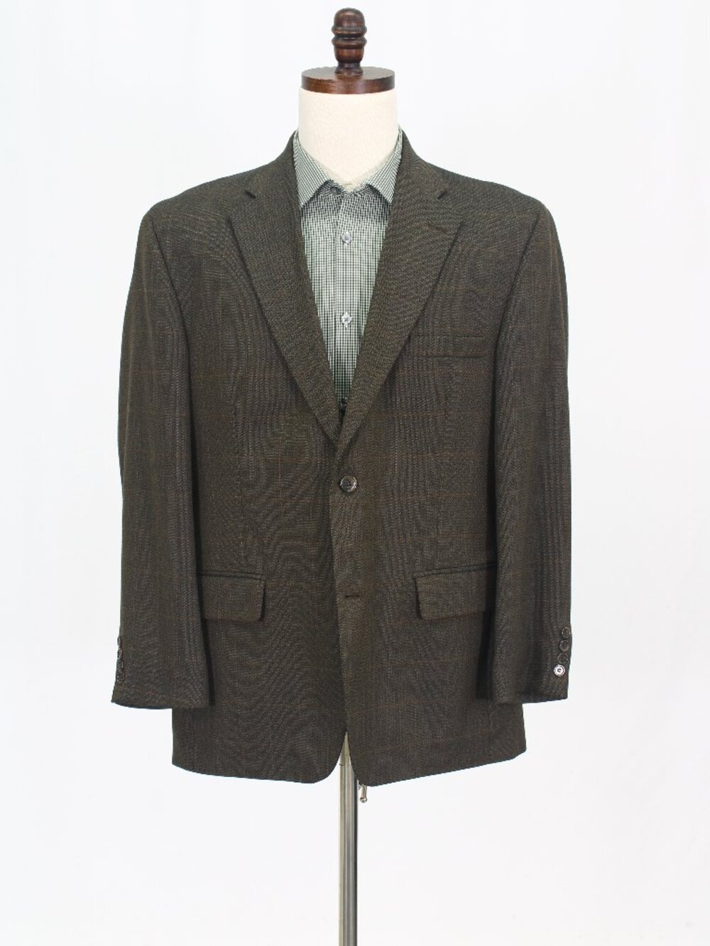 Haggar 44S Brown Blazer Sport Coat Jacket 2-Button Check W709